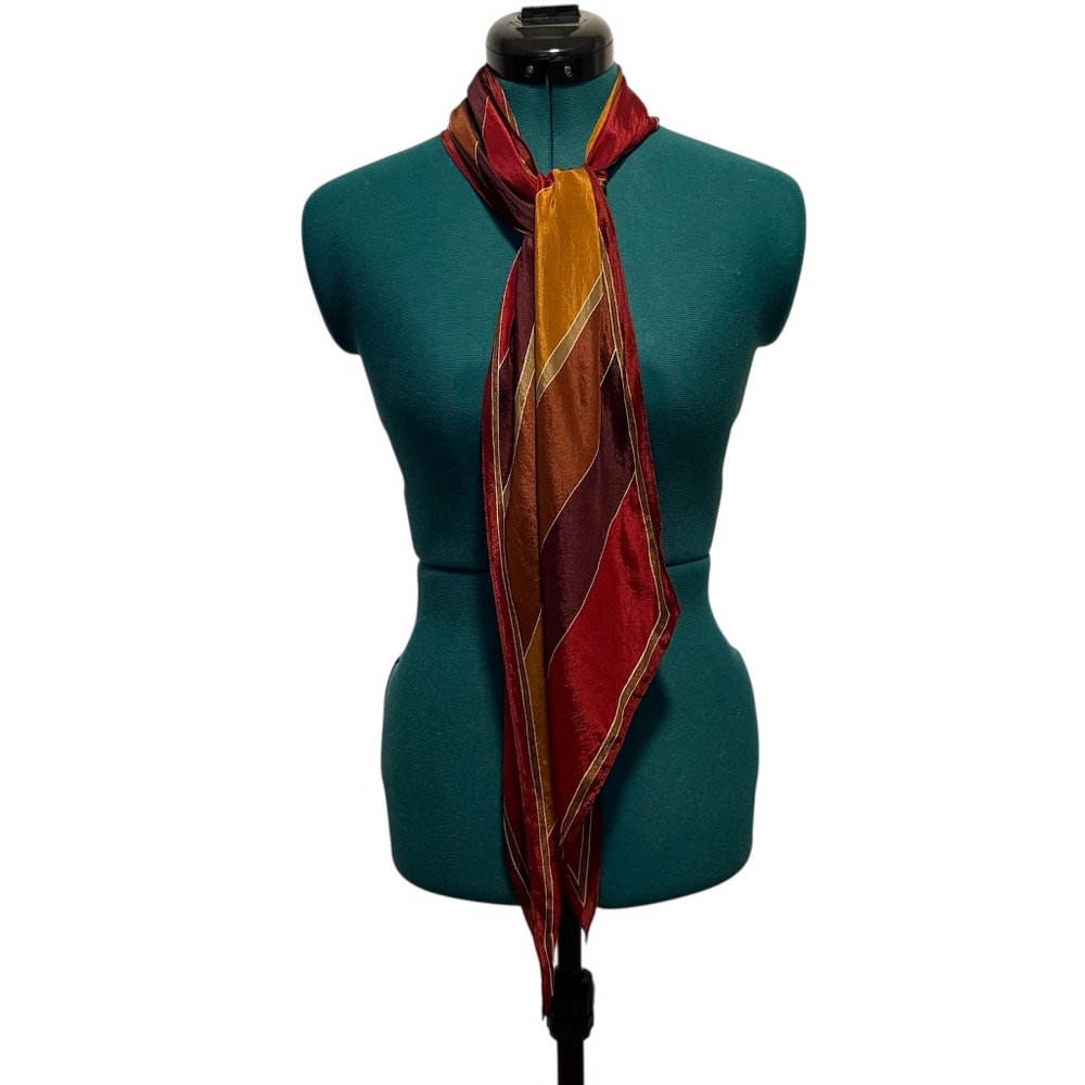 Vintage Liz Claiborne 100% Silk Rectangular Striped‎ Scarf